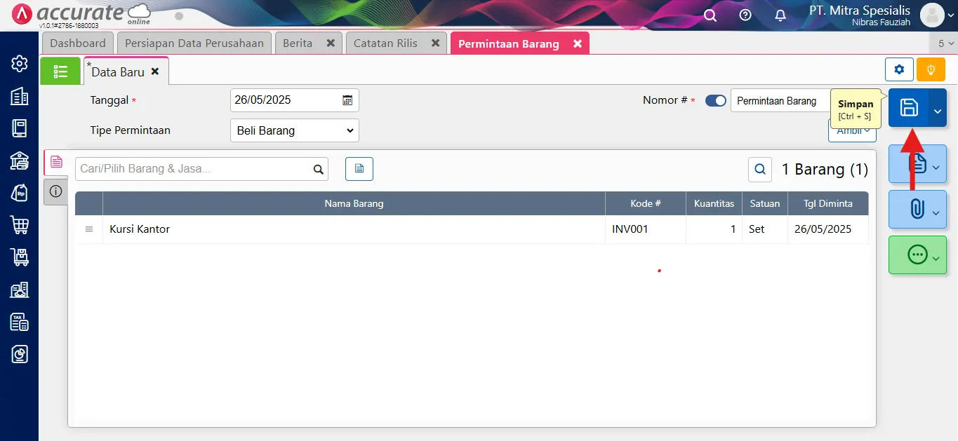 cara mencatat permintaan barang